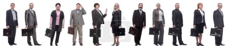 Foto de Collage, grupo de empresarios con maletín aislado sobre fondo blanco - Imagen libre de derechos