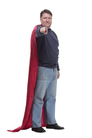 Photo for In full growth. mature man in a superhero Cape .isolated on a white background. - Royalty Free Image