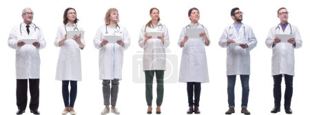 Téléchargez les photos : Group of doctors with clipboard isolated on white background - en image libre de droit