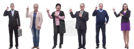 Photo for Group of businessmen showing thumbs up isolated on white background - Royalty Free Image