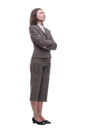 Foto de En plena mujer growth.business en un traje de pantalón. aislado sobre un fondo blanco. - Imagen libre de derechos