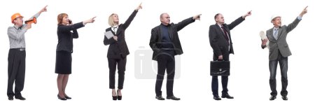 Photo for Group of business people showing thumbs up isolated on white background - Royalty Free Image