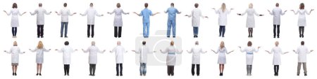 Photo for Group of doctors standing with their backs isolated on white background - Royalty Free Image