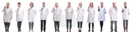 Photo for Group of doctors holding stethoscope isolated on white background - Royalty Free Image