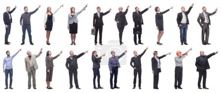 Photo for Group of business people showing thumbs up isolated on white background - Royalty Free Image