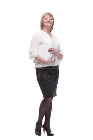 Foto de Ejecutiva mujer de negocios con documentos de negocios. aislado sobre un fondo blanco. - Imagen libre de derechos