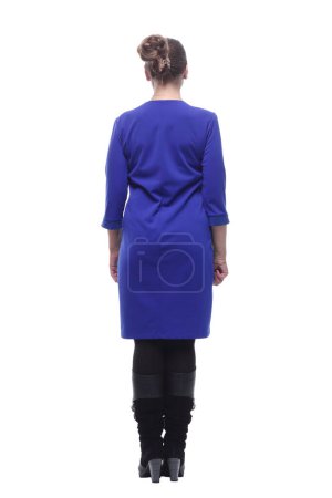 Foto de Parte posterior de una mujer de negocios de pie aislada sobre un fondo blanco - Imagen libre de derechos