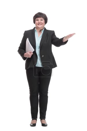 Photo for Executive business woman with a digital tablet. isolated on a white background. - Royalty Free Image