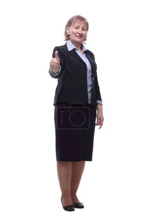 Photo for In full growth. a confident business lady pointing at you. isolated on a white - Royalty Free Image