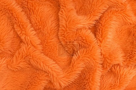 Photo for Bright orange faux fur texture, fabric background - Royalty Free Image