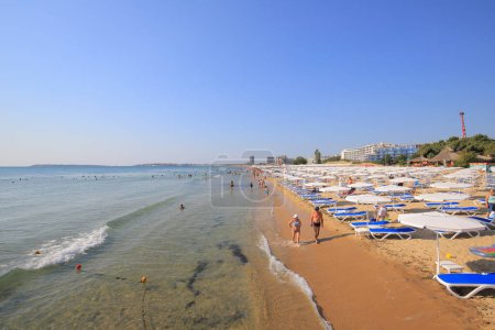 Photo for Sunny Beach, Bulgaria - 23 August, 2019: Sea and public beach in Sunny Beach resort in Bulgaria - Royalty Free Image