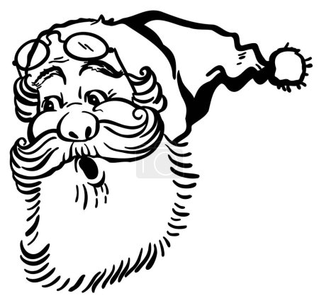 Ilustración de Santa Claus sorprendió vector ilustración de Navidad aislado en blanco. La impactante ilustración navideña retro de Santa Claus - Imagen libre de derechos