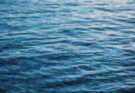 Foto de Color azul profundo no natural del mar Adriático.Pequeñas olas rodando lentamente en la playa al atardecer.Gran destino de viaje para vacaciones de verano y turismo activo.Ir a bucear y bucear en aguas cristalinas - Imagen libre de derechos