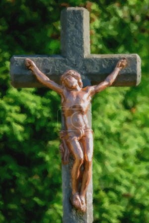 Photo for Jesus christ on the cross of the holy bible - Royalty Free Image