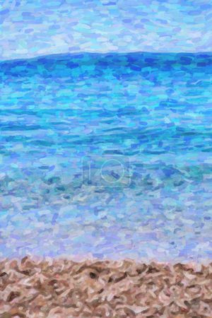 Foto de Fantástica agua del mar Adriático en Croacia.Hermoso fondo azul costero.Belleza natural de la naturaleza europea exótica.Disfrute de la natación y el buceo en el mar Mediterráneo azul profundo en el viaje de vacaciones de verano - Imagen libre de derechos