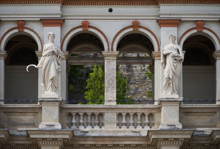 Photo for Statues on Varkert Bazar (Hungarian: Vrkert Bazaar or Vrbazr) exterior. Budapest, Hungary - 7 May, 2019 - Royalty Free Image