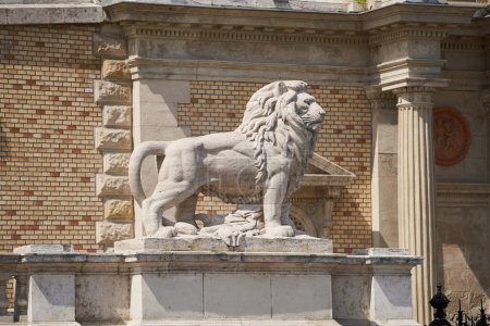 Photo for Sculpture of a lion at the Varkert Bazar (Hungarian: Vrkert Bazaar or Vrbazr). Budapest, Hungary - 7 May, 2019 - Royalty Free Image