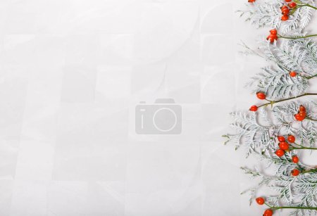 Photo for Christmas decoration marble background top view. Merry Christmas greeting card, frame. Winter xmas holiday theme. Happy New Year. Flat lay, top view - Royalty Free Image