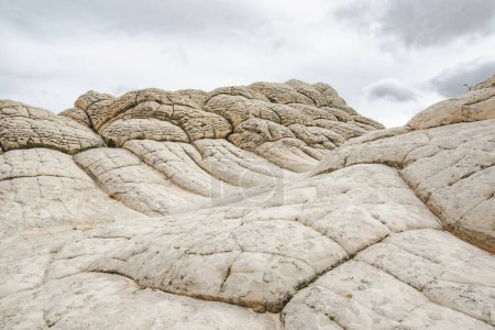Téléchargez les photos : Amazing shapes and colors of moonlike sandstone formations in White Pocket, Arizona, USA. Exploring the American Southwest. - en image libre de droit