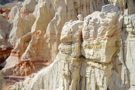 Téléchargez les photos : Stunning view of white striped sandstone hoodoos in Coal Mine Canyon near Tuba city, Arizona, USA. Exploring the American Southwest. - en image libre de droit