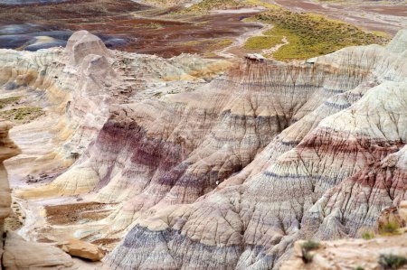 Photo for Striped purple sandstone formations of Blue Mesa badlands in Petrified Forest National Park, Arizona, USA. Exploring the American Southwest. - Royalty Free Image