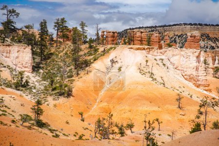 Foto de Scenic view of stunning red sandstone hoodoos in Bryce Canyon National Park in Utah, USA. Exploring the American Southwest. - Imagen libre de derechos