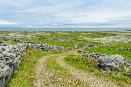 Inishmore or Inis Mor, the largest of the Aran Islands in Galway Bay, Ireland. Famous for its strong Irish culture, loyalty to the Irish language, and a wealth of ancient sites.