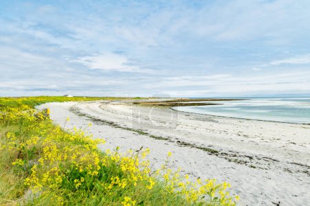 Foto de Amplia playa de arena francesa en Inishmore, una de las más grandes de las Islas Aran en Galway Bay, Irlanda. - Imagen libre de derechos
