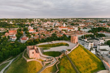 Photo for Aerial view of Vilnius Old Town, one of the largest surviving medieval old towns in Northern Europe. Summer landscape of UNESCO-inscribed Old Town of Vilnius, Lithuania - Royalty Free Image