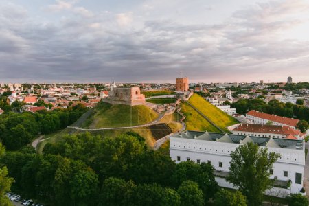 Photo for Aerial view of Vilnius Old Town, one of the largest surviving medieval old towns in Northern Europe. Summer landscape of UNESCO-inscribed Old Town of Vilnius, Lithuania - Royalty Free Image