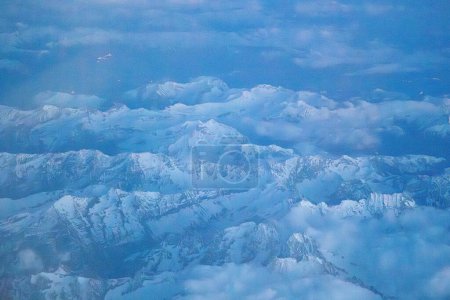 Photo for View of the Pyrenees mountains from an airplane at night - Royalty Free Image