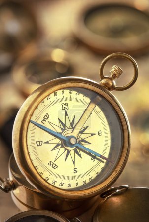 Photo for Close-up view of antique brass compass - Royalty Free Image