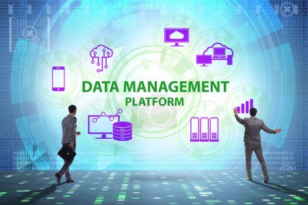Businessman in the data management concept