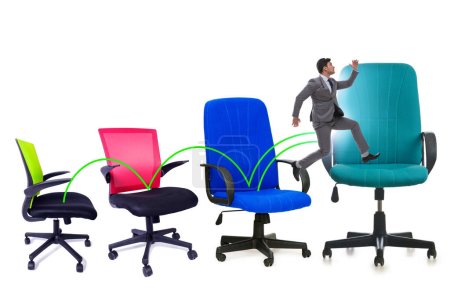 Téléchargez les photos : Concept de promotion avec l'homme d'affaires et les chaises - en image libre de droit