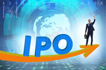 Téléchargez les photos : Homme d'affaires dans l'introduction en bourse initiale concept IPO - en image libre de droit