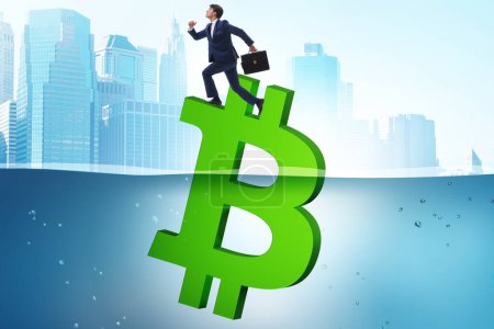 Concepto del bitcoin perdiendo su valor