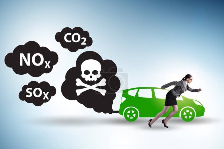 Foto de Contaminación del automóvil en el concepto ecológico - Imagen libre de derechos