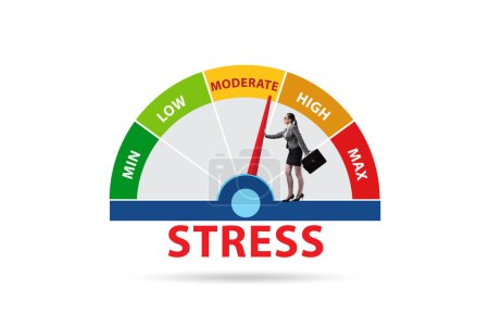 Photo for Concept of stress meter with the businesswoman - Royalty Free Image