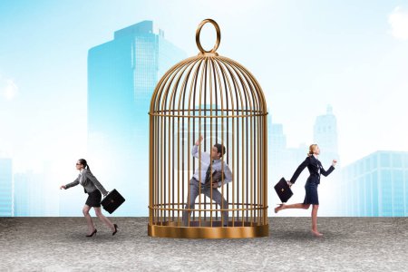 Foto de Gente de negocios y el concepto de jaula dorada - Imagen libre de derechos