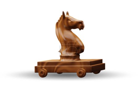 Téléchargez les photos : Concept de cheval de Troie en bois - rendu 3D - en image libre de droit