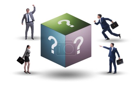 Photo for Businessman in the question concept with cube - Royalty Free Image