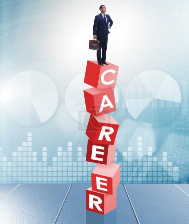 Photo for The career concept with businessman on top of blocks - Royalty Free Image
