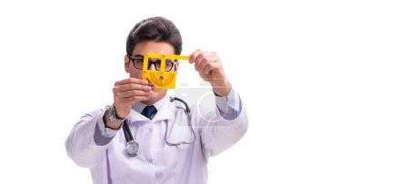 Photo for The young male doctor with goniometer isolated on white - Royalty Free Image