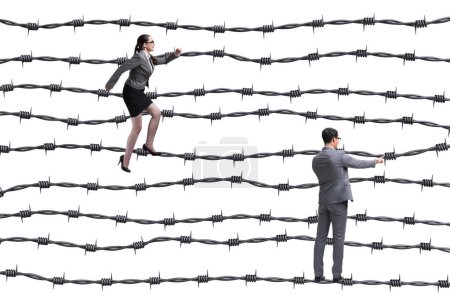 Photo for Business people in the barbed wire concept - Royalty Free Image