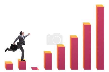 Téléchargez les photos : Homme d'affaires dans le concept de croissance avec graphiques à barres - en image libre de droit