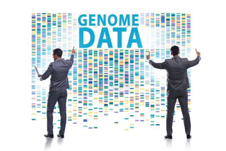 Téléchargez les photos : Homme d'affaires dans le concept de données génomiques - en image libre de droit