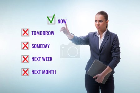 Photo for Concept of procrastination with the now or later - Royalty Free Image