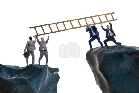 Photo for Business people helping to go over the chasm - Royalty Free Image