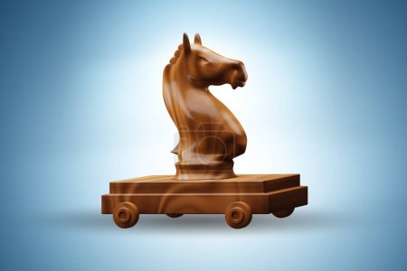 Foto de Concepto de caballo de Troya de madera - 3d renderizado - Imagen libre de derechos