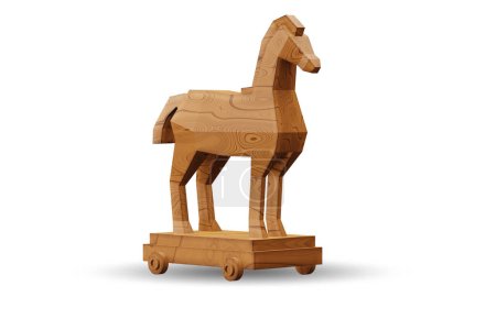 Photo for Wooden trojan horse concept - 3d rendering - Royalty Free Image